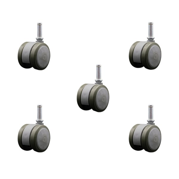 Service Caster 2'' Gray Floor Safe Twin Wheel Casters 7/16 Grip Ring Stem, 5PK SCC-GR02S50-TPR-GRY-716176-5 - main